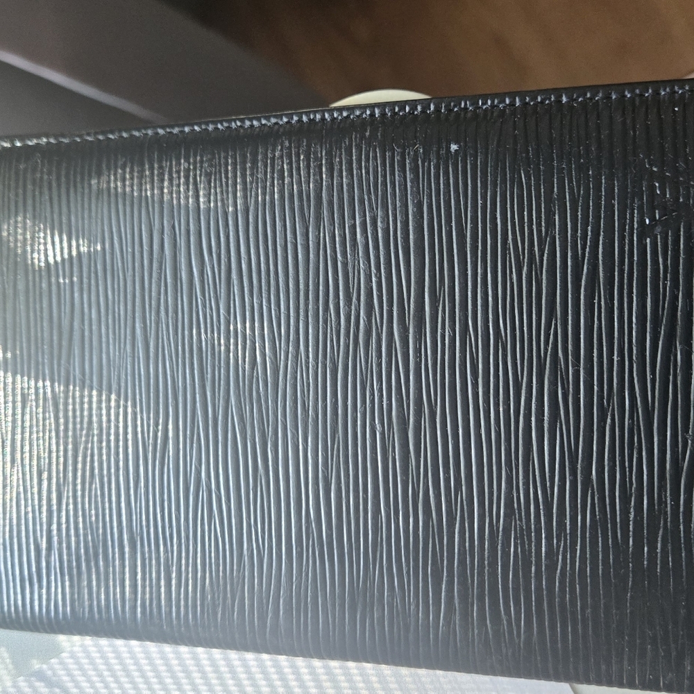 💯% AUTHENTIC LOUIS VUITTON BLACK TAIGA LONG WALLET, CHECK BOOK, PASSPORT HOLDER